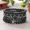 Bangle 5pcs/Set Couples Matte Bracelets Fashion Natural Stone Multilayer Beads Bracelets для женщин для женщин мужские аксессуары для запястья