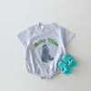 T-shirts 2024 Korean Summer Baby Boy Romper Outfit Organic Cotton Bear Print T shirts Romper 3month Infant Clothing Baby Girl Bodysuit