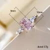 Bands Huitan AAA Pink Cubic Zirconia Finger Rings for Women Wedding Engagement Party Rings Good Quality Fashion Jewelry Drop Shipping