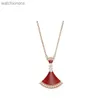 Fashion Luxury Blgarry Designer Necklace High Edition Small Skirt Necklace Womens Fanshaped White Fritillaria Red Jewelry with Logo and Gift Box