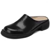 Slippers Moonmeek 2024 Size 33-40 Mashion Buges ضحلة امرأة جلدية حقيقية أحذية أحذية السيدات مربعة ميد كعب
