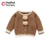 Schichten Patpat Schichten Pullover Baby Jungen Mädchen Kleidung 3d Katzendekor Longsleeve Button Up Strick -Strickjacke Winterjacke für Kinder