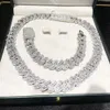 Iced Out Hiphop 18mm 925 Silver Cuban Link Chain Vvs Moissanite Cuban Link Chain Necklace