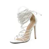Zapatos de vestir para mujer Sandalias de gladiador de tacón alto hasta la rodilla con el tacón alto de la cabeza de los tacones altos de la moda 2021 Roman Hollow H240423