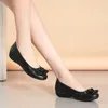 Casual Shoes Soft Leather Flat Sole Single For Women Plus Size 41 Spring Real Fashion Bowtie Female Sapato