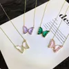 Edelstahl farbloses Mädchen, Dream Crystal Butterfly Halskette, weibliches Instagram, Internet -Rotkragenkette, plattierter Anhänger, Yongmei -Verpackungsbox