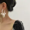 Earrings Lifefontier White Tassel Shell Petal Flower Pearl Beaded Hoop Earrings For Women Elegant Wedding Floral Big Earring Jewelry 2023