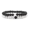 Strands Hot 2pcs/set 7 Style Couples Distance Bracelet Classic Natural Stone White And Black Yin Yang Yoga Beaded Bracelet for Men Women