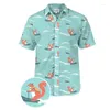 メンズカジュアルシャツ2024サマーシャツハワイアン半袖のアヒル印刷ビーチ旅行レジャー