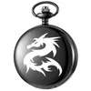 Pocket Watches the Dragon Cool Design Craving English Alphabet Face Bekijk een riemketen Black kwarts perfect cadeau