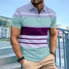 Polos pour hommes Polo à rayures Summer Bouton à manches courtes T-shirt T-shirt Casual Street Fashion Top respirant