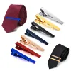Клипы Новый металлический серебряный цвет галстук для мужчин свадебный галстук застежка джентльмен для жениха хрустальной галстуки для мужских аксессуаров