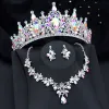 Collane barocche barocche a cristallo goccia di gioielli da sposa set di tiaranti di lusso Orecchini per la collana corona di gioielli da sposa Accessori
