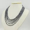 Choker 5 Rows. 2X4MM Natural Black/white. Semi Precious Stones. Necklace 18-23"