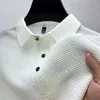 Asian Sizes Summer Mens Lop-up Hollow Short-sleeved Polo Shirt Ice Silk -VIP Link 240423