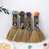 Estatuetas decorativas de cristal natural amor coração ametista rosa quartzo broom magic gem artesan cutrine home decoration reiki cura halloween