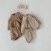 Sets Baby Girls Suit 2022 Baby Girls Vêtements Little Plaid Infant Girls Clothes Set Puff Sleeve Blouse + Bloomer 2PCS Toddler Vêtements