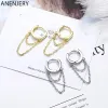 Ohrringe Anenjery Silber Farbe Punkstil Doppelschicht Kette Hoop Ohrring für Frauen Goldfarbe Ohrohrschmuck für beste Freunde SE995