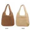 Großkapazität Stroh gewebter Griff Tasche Leisure Beach Bag Frauen Japan Stil minimalistischer Pendel -Umhängetaschen Kaufbeutel