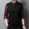 Business Casual mens Fake Two Pieces Spliced Polo Shirts Spring Autumn Male Clothes trend Striped Long Sleeve 240417