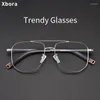 Solglasögonramar Xbora Ultra -Light Titanium Eloy Trend Eyeglasses Frame Retro Double -Beam Men's Women's Recept Optical Glasses