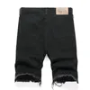 Jeans pour hommes droits en vrac en vrac Mid-Waist shorts de broderie fascinés de jean noir 240417