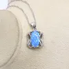 Necklaces 925 Sterling Silver Blue Opal Bridal Jewelry Sets For Women Necklace Earrings Pendants Ring Sets For Birthdays Gift