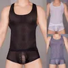 Bras sätter sexiga män Vest Mesh Stretchy Underwear Posing Fit Muscle Tank Top Ultra-tunn transparent tees Comfort Breattable Sleepwear