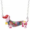 Collane Bonsny smalto Dichiarazione Maxi Pet Dachshund Dog Choker Collar Collaggio a ciondoli per ciondoli 2018 2018 Nuovo gioielli per animali per donne regalo