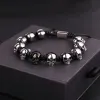 Brins de haute qualité en acier inoxydable du crâne tressé Bracelet de perles pour hommes