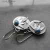 Boucles d'oreilles Bohemien Boucles d'oreilles en pierre bleu ovale en cime