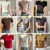 Netizen 280g 모달 어깨 낚시 뼈 라운드 목 슬림 핏 짧은 슬리브 티셔츠 여자 여름 패션 디자인 탑
