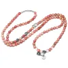 Strängar 6mm naturliga Rhodochrosite Pärlor Strand Armband Women Lotus om Buddha Charm Yoga Armband 108 Mala Necklace Yoga smycken