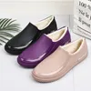 Casual Shoes Winter Low Top Rain Women's Restaurant Work Galoshes Waterproof Chef Flats Ladies Short Plush Rainshoes Fur Lined Loafer