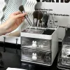 Bins Desktop Make -up -Aufbewahrungsbox mit Kaninchengriff Schmuck Lippenstift staubdesfach Schubladen Kosmetik Hautpflege Schminktisch Organizer