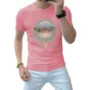 T-shirt maschile designer di lusso estate sottile sottile setosa cotone diamante di bellezza calda a manica corta camicia a collo rotondo in forma slima