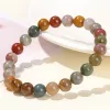 Strängar JD Natural Stone India Agate Chakra Beads Armband Kvinnor Män elastisk läkande energi Yoga Buddha -armband armbandsmycken gåva