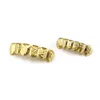 18K gold-plated concave convex pattern hip-hop braces Grills for men and women with smooth six tooth vampire gold teeth accessories