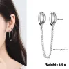 Earrings Women's New Fashion Double Ear Hole Piercing Hoop Earrings Smooth Simple Hoops Chain Connected Shiny Charming Earring Jewelry