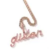 The Bling King Custom Style Slim Cursive Letters Hanger Tennis Chain Gold Handmade Flower lettertype Simple Hiphop Sieraden 240409