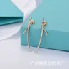 Designer Versatile tiffayss New Full Diamond Knot Earrings Plated with 925 Silver Needle 18K True Gold Womens Exquisite High Grade Bow M84H