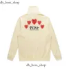 Hoodies Men Men's Com des Garcons Sweatshirt Mockneck CDG Play Big Heart Hoodie Full zip up beige size xl 183