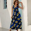 Casual Dresses Flag of Barbados klänning Modern Maxi Boho Beach Long High midje design överdimensionerad vestidos