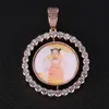 INS Memory Photo Rotatable Double-sided with Micro Inlaid Zircon Trendsetter Circular Pendant