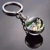 Keychains Husky Keychain Pet Sphere Crystal Handmade Double Side Glass Ball Pendant Jewelry Gift For Men Women Children Dog Keyring