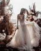 bohemian country wedding dresses deep v neck boho lace appliqued bridal gowns long sleeve sweep train beach wedding dress