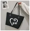 Shopping Bags Paws Heart Printed Gift For Dog Lovers Women Canvas Tote Bag Shoulder HandBag