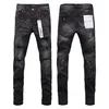 Designer Mens Jeans Purple Jeans Byxor Knee Skinny Hole Denim Straight Motorcykel Trendy Long Straight Mensjean Men Women Hole High Street Storlek 28-38