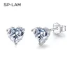 1CT Earrings Heart Created Diamond Stone Genuine 925 Silver Women Elegant Luxury Tiny CZ Paved Studs Jewelry Gift 240419