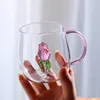 Bicchieri da vino in vetro creativo 3D tazze trasparenti con manico tazze di caffè graziose bottiglie d'acqua per il calore di latte coupé regali festival
